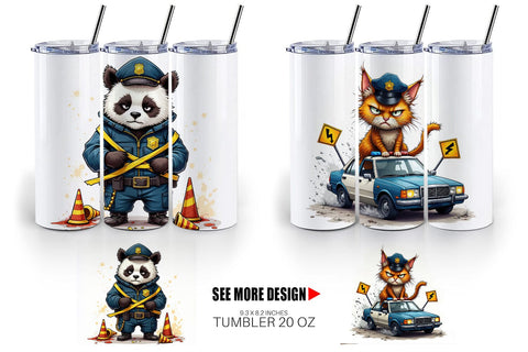 Tumbler Police Chaos Critters Sublimation artnoy 