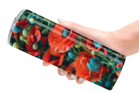 Tumbler Poppy Flower Pattern Sublimation artnoy 