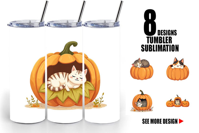 Tumbler Pumpkin Cats Fall Sublimation artnoy 