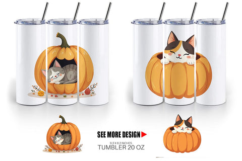 Tumbler Pumpkin Cats Fall Sublimation artnoy 