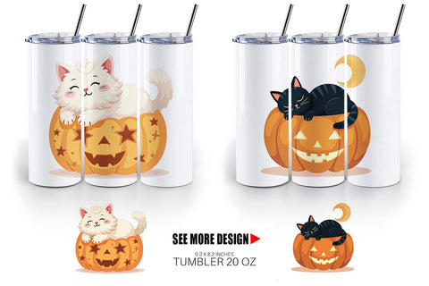 Tumbler Pumpkin Cats Fall Sublimation artnoy 