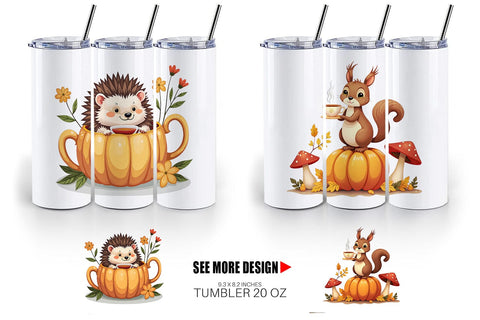 Tumbler Pumpkin Tea Animals Sublimation artnoy 
