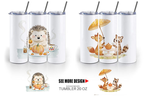 Tumbler Pumpkin Tea Animals Sublimation artnoy 