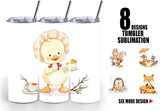 Tumbler Pumpkin Tea Animals Sublimation artnoy 