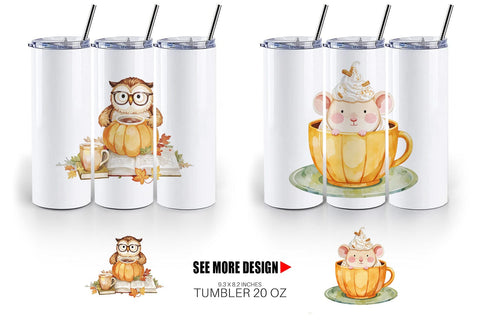 Tumbler Pumpkin Tea Animals Sublimation artnoy 