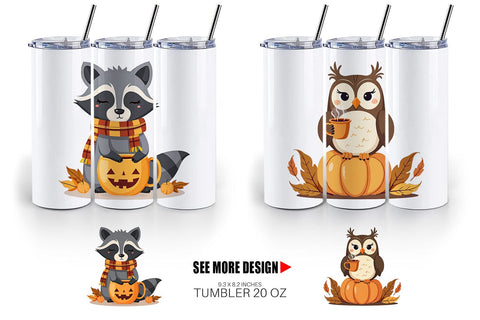 Tumbler Pumpkin Tea Animals Sublimation artnoy 