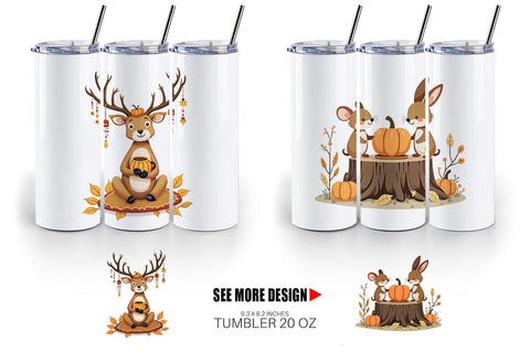 Tumbler Pumpkin Tea Animals Sublimation artnoy 