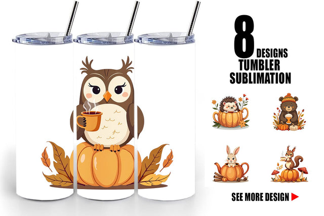 Tumbler Pumpkin Tea Animals Sublimation artnoy 