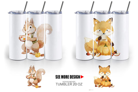Tumbler Pumpkin Tea Animals Sublimation artnoy 