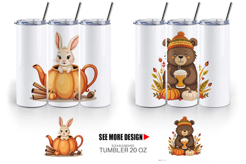Tumbler Pumpkin Tea Animals Sublimation artnoy 