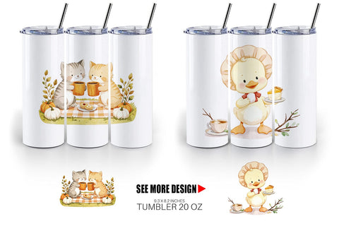Tumbler Pumpkin Tea Animals Sublimation artnoy 