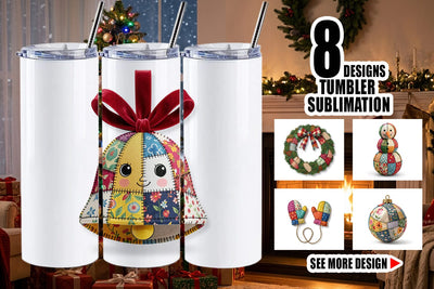 Tumbler Quilted Winter Decor Patchwork Sublimation artnoy 