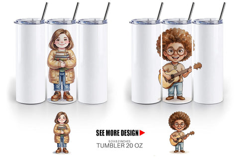 Tumbler Quirky 70s Human Teacher Watercolor Sublimation artnoy 