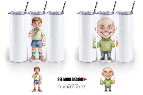 Tumbler Quirky 70s Human Teacher Watercolor Sublimation artnoy 