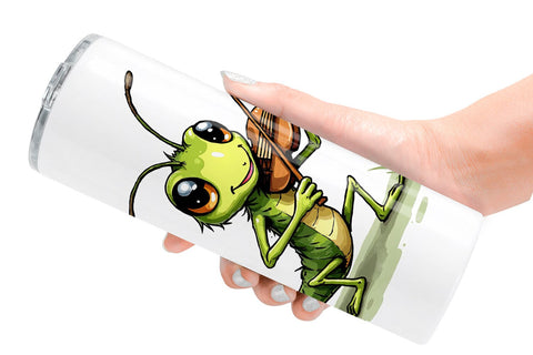 Tumbler Quirky Garden Critters Inked Watercolor Illustrations Sublimation artnoy 