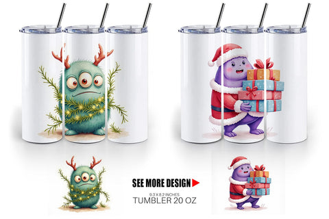 Tumbler Quirky Monster Christmas Sublimation artnoy 
