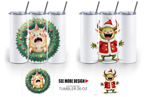 Tumbler Quirky Monster Christmas Sublimation artnoy 