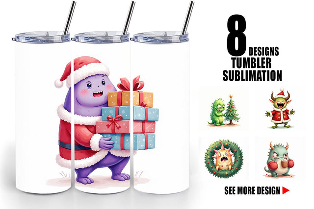 Tumbler Quirky Monster Christmas Sublimation artnoy 