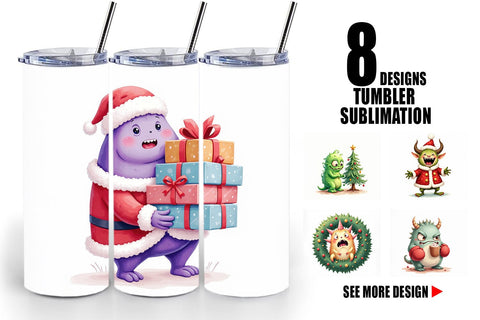 Tumbler Quirky Monster Christmas Sublimation artnoy 