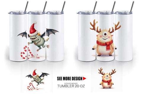 Tumbler Quirky Monster Christmas Sublimation artnoy 