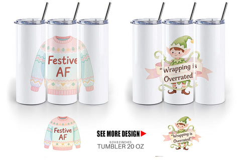 Tumbler Quotes Watercolor Christmas Survival Kit Sublimation artnoy 