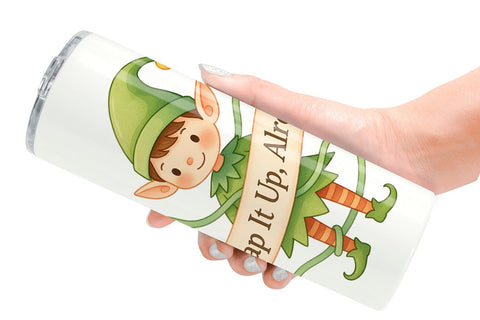 Tumbler Quotes Watercolor Elf Antics and Sarcasm Sublimation artnoy 
