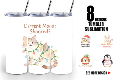 Tumbler Quotes Watercolor Grumpy Animals Christmas Sublimation artnoy 
