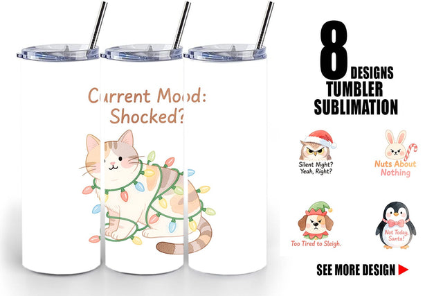 Tumbler Quotes Watercolor Grumpy Animals Christmas Sublimation artnoy 