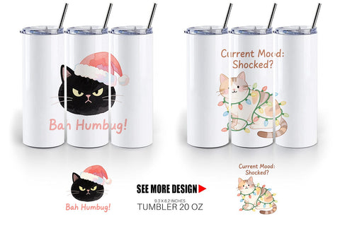 Tumbler Quotes Watercolor Grumpy Animals Christmas Sublimation artnoy 