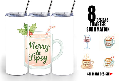 Tumbler Quotes Watercolor Holiday Beverage Humor Sublimation artnoy 