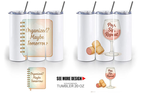 Tumbler Quotes Watercolor Holiday Chaos Essentials Sublimation artnoy 