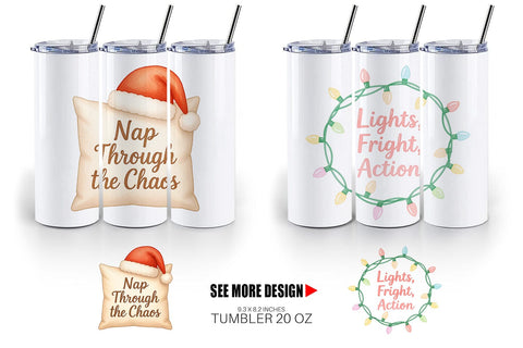 Tumbler Quotes Watercolor Holiday Chaos Essentials Sublimation artnoy 