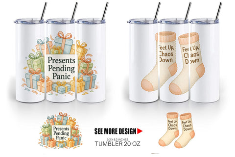 Tumbler Quotes Watercolor Holiday Chaos Essentials Sublimation artnoy 
