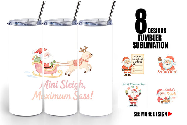 Tumbler Quotes Watercolor Sassy Santa Claus Sublimation artnoy 