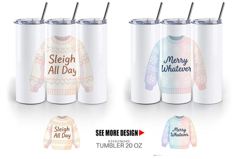 Tumbler Quotes Watercolor Ugly Sweater Sass Sublimation artnoy 