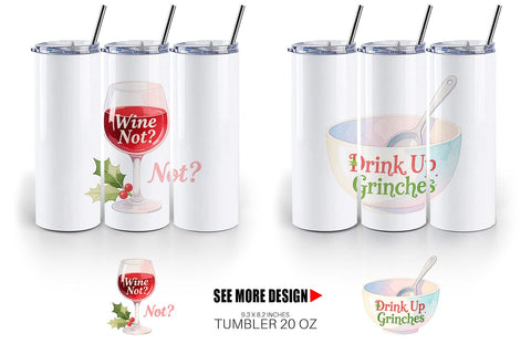 Tumbler Quotes Watercolor Wine and Whine Holidays Sublimation artnoy 