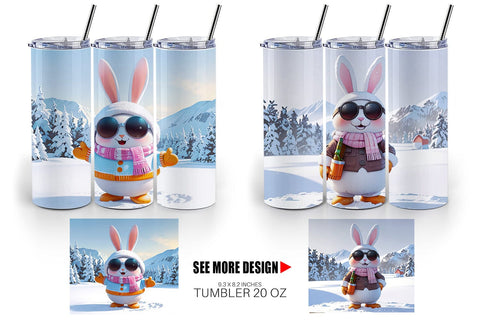 Tumbler Rabbit Christmas Sublimation artnoy 