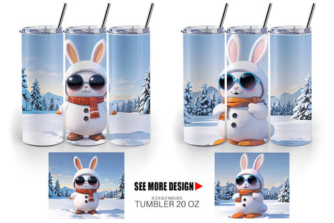 Tumbler Rabbit Christmas Sublimation artnoy 