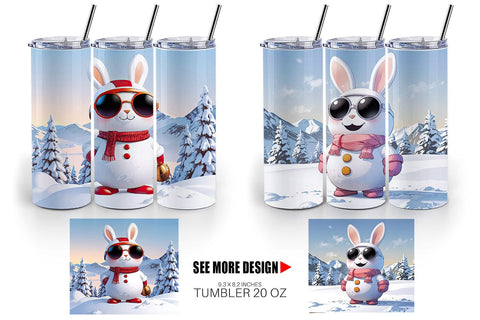 Tumbler Rabbit Christmas Sublimation artnoy 