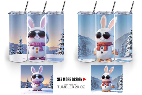 Tumbler Rabbit Christmas Sublimation artnoy 