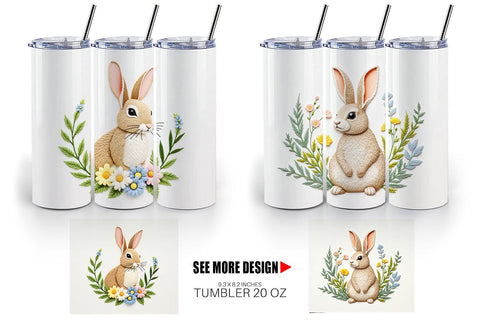 Tumbler Rabbit Embroidery Sublimation artnoy 