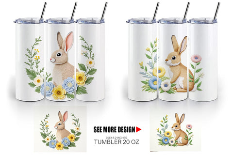 Tumbler Rabbit Embroidery Sublimation artnoy 