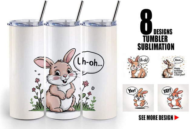 Tumbler Rabbit Mood Sublimation artnoy 