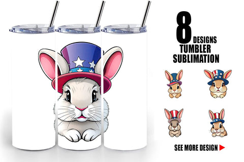 Tumbler Rabbit Patriotic Sublimation artnoy 