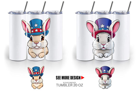 Tumbler Rabbit Patriotic Sublimation artnoy 
