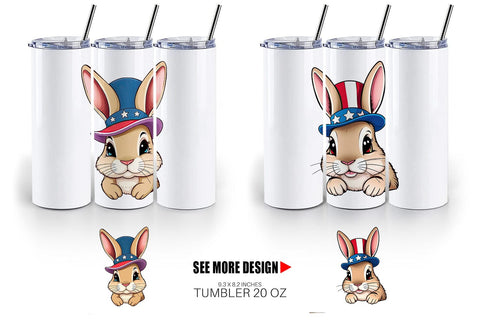 Tumbler Rabbit Patriotic Sublimation artnoy 