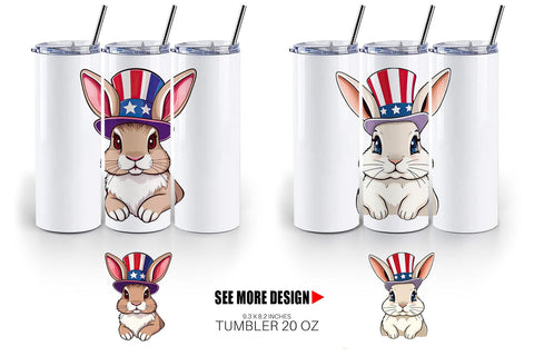 Tumbler Rabbit Patriotic Sublimation artnoy 