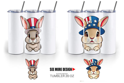 Tumbler Rabbit Patriotic Sublimation artnoy 