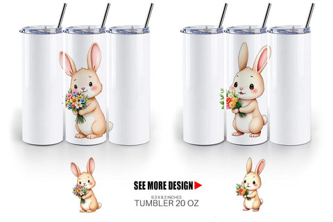 Tumbler Rabbit Spring Bouquet Sublimation artnoy 