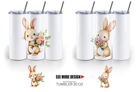 Tumbler Rabbit Spring Bouquet Sublimation artnoy 